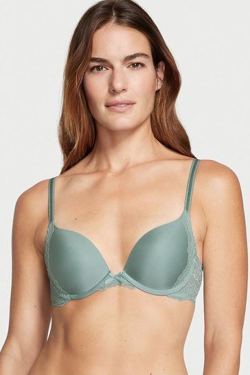 Victoria's Secret Sage Dust Green Smooth Lace Wing Push Up Bra