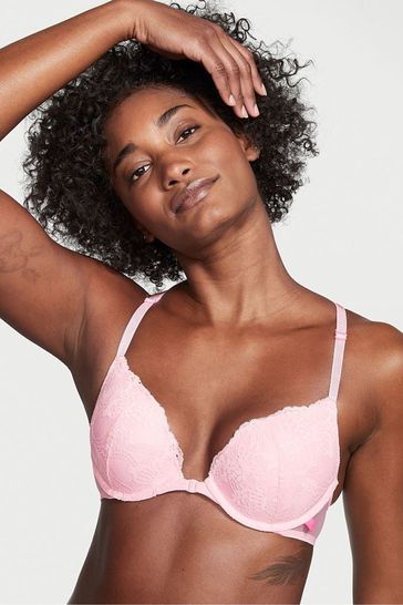 Victoria's Secret Pretty Blossom Pink Lace Front Fastening Push Up T-Shirt Bra