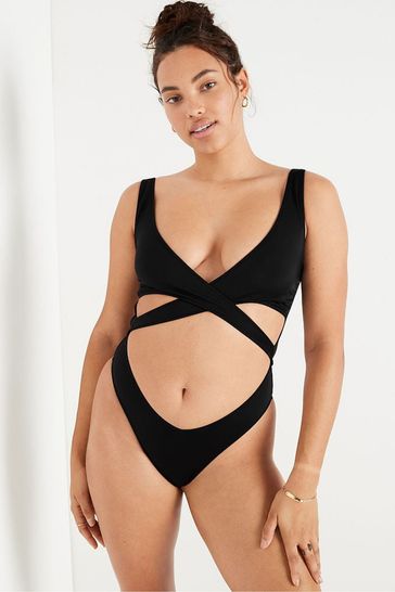 Victoria's Secret PINK Pure Black Body Wrap Swimsuit