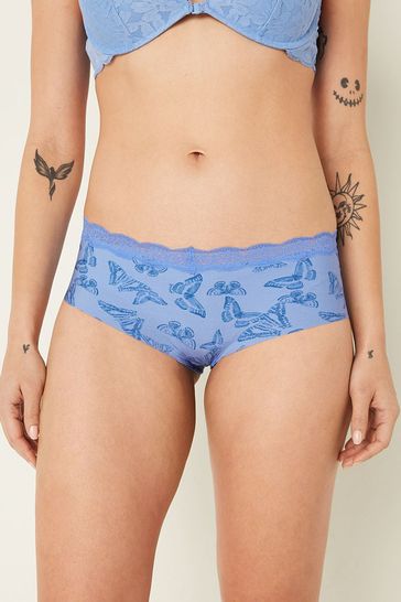 Victoria's Secret PINK Cornflower Blue Butterfly Blue No Show Hipster Knickers