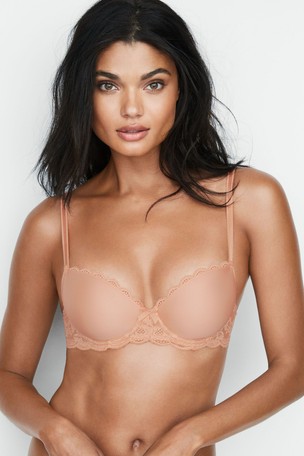 Victoria's Secret Evening Blush Nude Smooth Lace Wing Lightly Lined Demi Bra