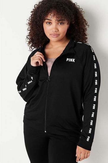 Victoria's Secret PINK Pure Black Zip Up Long Sleeve Sweatshirt