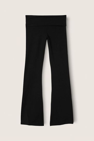 PINK - Victoria's Secret Black Foldover Flare Yoga Pants Size M - $23 (48%  Off Retail) - From Diana