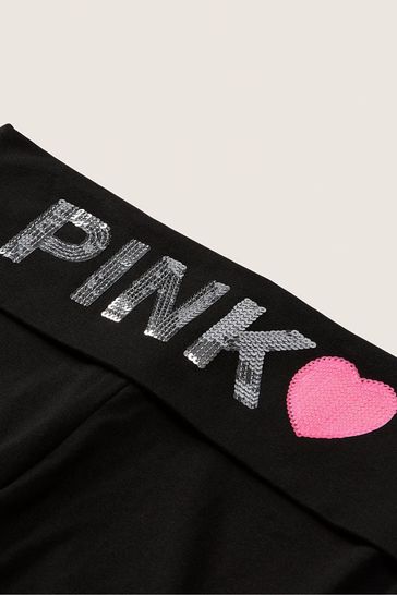 Victoria's Secret PINK Pure Black Pink Originals Black Foldover Flare  Legging