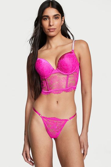 Victoria's Secret Fuschia Frenzy Pink Lace G String Knickers