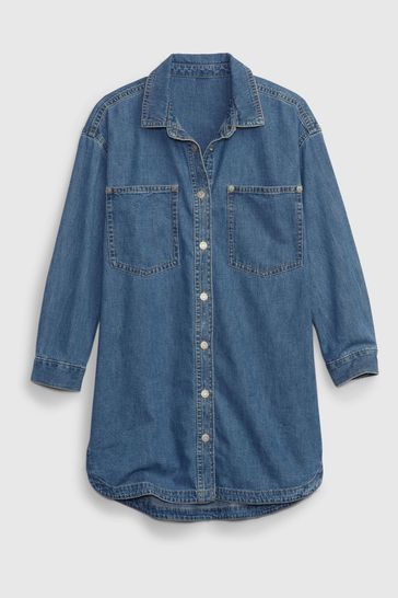 Buy Gap Denim Long Sleeve Shirt Dress from the Gap online shop