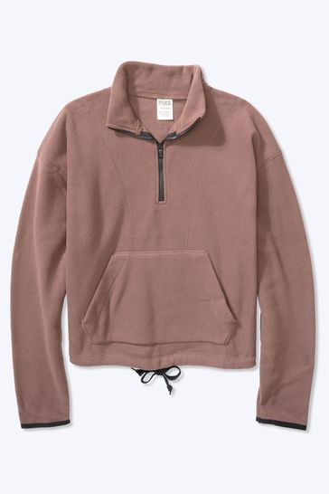 Pink polar fleece top half zip