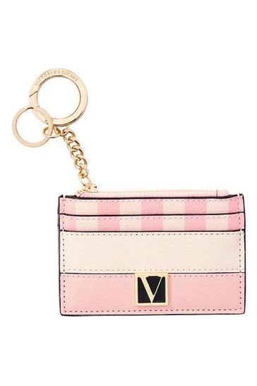 Victoria's Secret Pink Iconic Stripe The Victoria Card Case Keyring