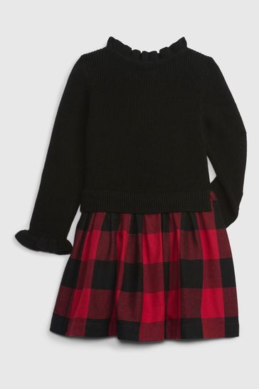 Red and black sales plaid sweater dress