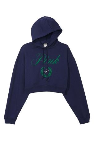 Navy blue cropped hoodie shop