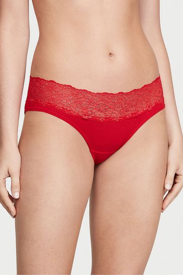 Victoria's Secret Lipstick Red Posey Hipster Lace Waist Knickers
