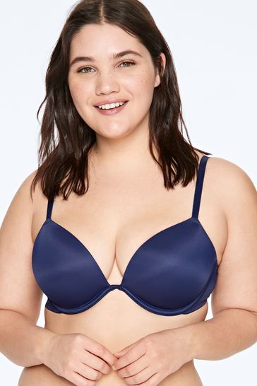 Victoria's Secret PINK Ensign Navy Blue Add 2 Cups Smooth Push Up T-Shirt Bra