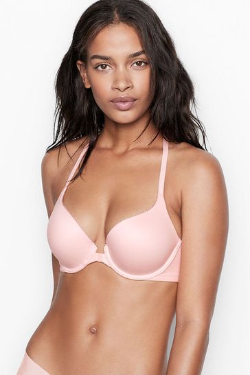 Victoria's Secret Millennial Pink Lace Trim Front Fastening Full Cup Push Up Bra