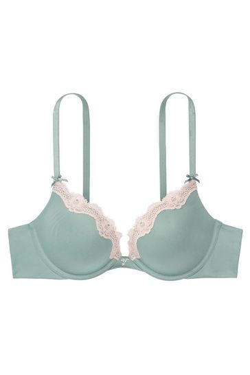Victoria's Secret Sage Dust Green Smooth Lace Wing Push Up Bra