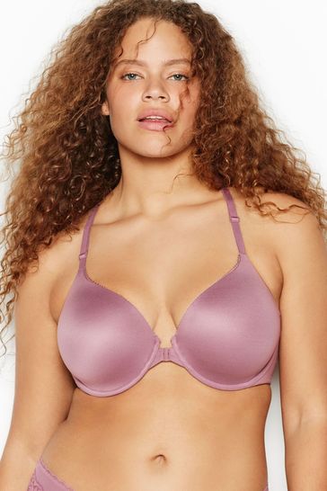 Victoria's Secret Mauvelous Purple Lace Trim Front Fastening Lightly Lined Full Cup Bra