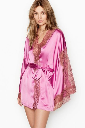 Victoria's Secret Pink Flounce Satin Robe