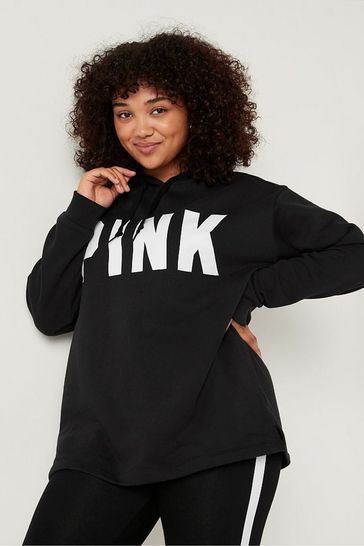 Victoria's Secret PINK Pure Black Sans Logo Fleece Campus Hoodie
