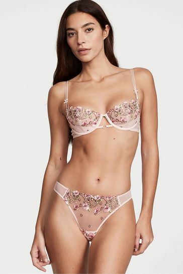 Victoria's Secret Ballet Pink Embroidered Brazilian Knickers
