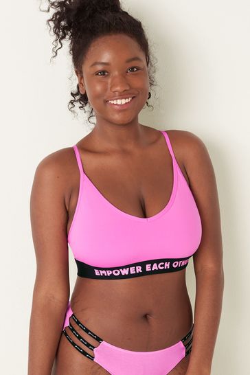 Victoria's Secret PINK Neon Bubble Empower Each Other Lightly Lined Low Impact Sports Bra
