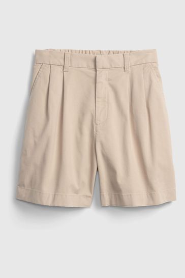 High rise discount pleated shorts