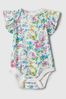 White, Blue & Pink Floral Ruffle Short Sleeve Bodysuit (Newborn-24mths)