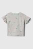 Grey Print Flutter Short Sleeve Crew Neck T-Shirt (3mths-5yrs)