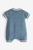 Blue Brannan Bear Baby Knitted Short Sleeve Collared Rompersuit (Newborn-24mths)