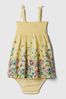 Yellow Baby Linen-Cotton Blend Smocked Dress