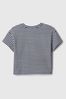 Navy Blue & White Stripe Organic Cotton Brannan Bear Arch Logo Short Sleeve Crew Neck T-Shirt (Newborn-5yrs)