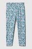 Blue Floral Pull On Ribbed Knit Leggings (Newborn-5yrs)