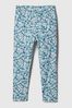 Blue Floral Pull On Ribbed Knit Leggings (Newborn-5yrs)
