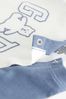 Blue Organic Cotton Logo Baby Bodysuit
