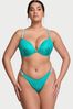 Victoria's Secret Capri Sea Blue Thong Shine Strap Swim Bikini Bottom