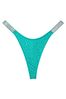 Victoria's Secret Capri Sea Blue Thong Shine Strap Swim Bikini Bottom