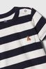 Navy & White Stripe Cotton Graphic Short Sleeve Pocket Bodysuit (Newborn-5yrs)