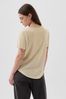 Neutral Linen Blend Short Sleeve Scoop Neck T-Shirt