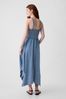Blue Denim Cami Shirred Midi Dress