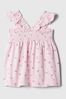 Pink Cotton Smocked Print Flutter Sleeve Baby Vest Top (12mths-5yrs)