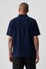 Navy/Blue Linen Cotton Short Sleeve Shirt
