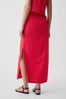 Red Linen Blend Maxi Skirt
