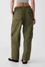 Green Cotton Mid Rise Cargo Parachute Trousers