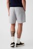 Grey Linen Cotton Flat Front Shorts