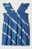 Blue Cotton Smocked Print Flutter Sleeve Baby Vest Top (12mths-5yrs)