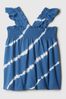 Blue Cotton Smocked Print Flutter Sleeve Baby Vest Top (12mths-5yrs)