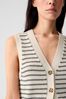 Black/Neutral Linen Blend Sleeveless Knit Vest