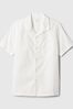 White Short Sleeve Linen Cotton Shirt (4-13yrs)