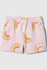 Pink Rainbow Logo Graphic Pull On Baby Shorts (Newborn-5yrs)s