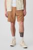 Brown Linen Cotton Cargo Shorts