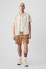 Brown Linen Cotton Cargo Shorts