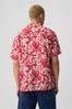 Red Floral Linen Cotton Short Sleeve Shirt